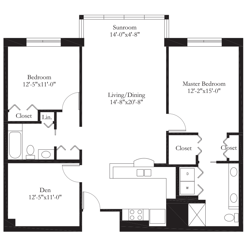 Two Bedroom Apartment with Den Carol Woods Two Bedroom Apartment with Den Carol Woods