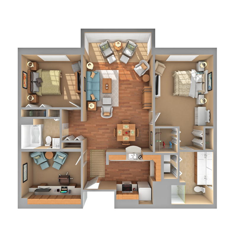 Two Bedroom Apartment With Den Carol Woods